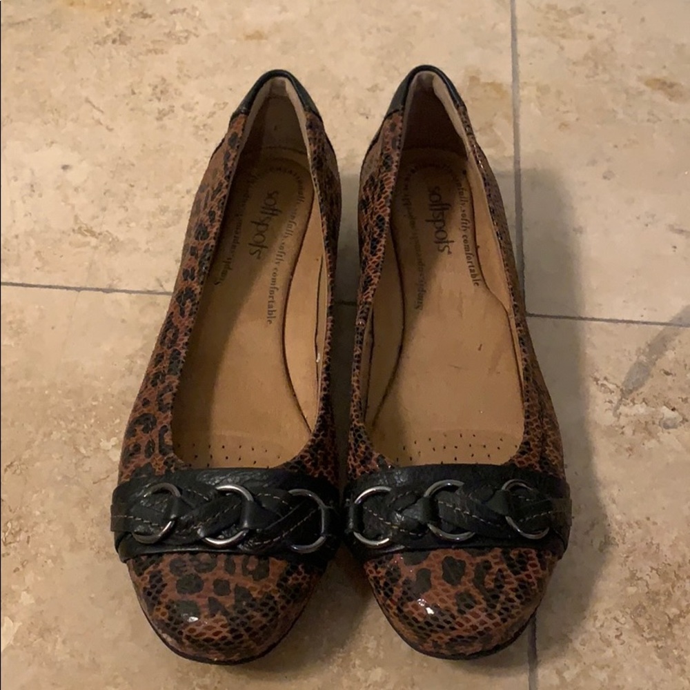 Softspots leopard print flats with slight heel.